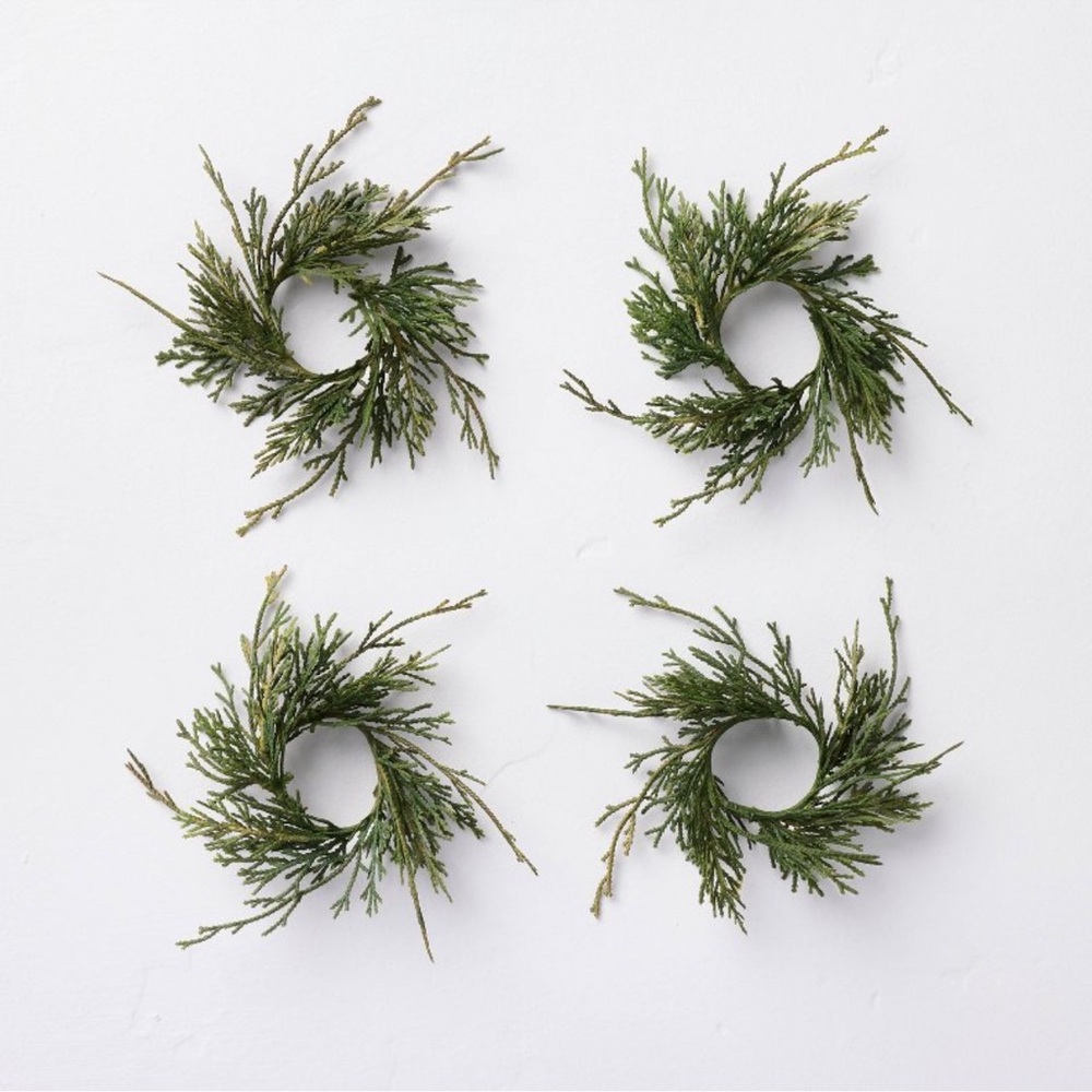 Faux Cypress Sprig Christmas Napkin Rings (Set of 4) - Hearth & Hand